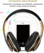 Carica l'immagine nel visualizzatore di Gallery, Cuffie wireless Bluetooth 5.0 con comandi su padiglione Audio stereo, Pieghevole