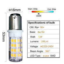 Carica l'immagine nel visualizzatore di Gallery, 5W Ba15d LED Lampadina 220V SBC Baionetta Doppio Contatto Ceramica Lampada...