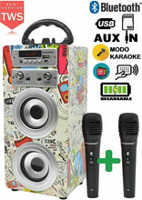 Carica l'immagine nel visualizzatore di Gallery, DYNASONIC - Cassa Bluetooth portatile con Karaoke modalità 2 TWS, 2 microfoni