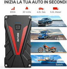 Carica l'immagine nel visualizzatore di Gallery, BuTure Avviatore Batteria Auto, 800A 12800mAh Portatile Emergenza...