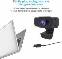 Carica l'immagine nel visualizzatore di Gallery, Webcam con microfono integrato per PC Laptop, Videochiamate studio con USB Nero