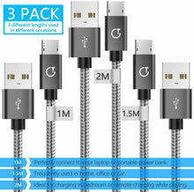 Carica l'immagine nel visualizzatore di Gallery, Gritin Cavo Micro USB, [3 Pezzi:1m,1.5m,2m] Nylon Intrecciato USB Grigio