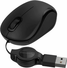 Carica l'immagine nel visualizzatore di Gallery, Mini Mouse da portatile Viaggio USB Sabrent con cavo retrattile, 1200 DPI, Nero