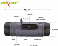 Carica l'immagine nel visualizzatore di Gallery, ZEALOT S1 Cassa Bluetooth Piccola Portatile Waterproof IPX5 Con Torcia Grigio