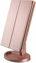 Carica l'immagine nel visualizzatore di Gallery, deweisn Specchio Trucco con 21 LEDs, di Vanity Trifold Oro Rosa