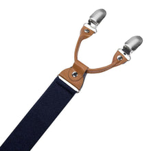 Carica l'immagine nel visualizzatore di Gallery, HBF Bretelle Uomo Eleganti con Papillon Nero 6 Clip Righe Vintage 5