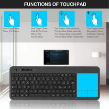 Carica l'immagine nel visualizzatore di Gallery, Tastiera wireless per Smart TV con pad di controllo, Ricevitore USB, Portata 8 m