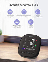 Carica l'immagine nel visualizzatore di Gallery, Misuratore elettronico per pressione sanguigna, Display LCD ampio, Memoria, Nero