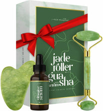 Carica l'immagine nel visualizzatore di Gallery, Jade Roller + Siero Vitamina C 30ml - Rullo di Giada Certificato per il...