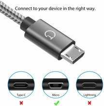 Carica l'immagine nel visualizzatore di Gallery, Gritin Cavo Micro USB, [3 Pezzi:1m,1.5m,2m] Nylon Intrecciato USB Grigio