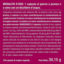 Carica l'immagine nel visualizzatore di Gallery, Biotina Nutrimea Trattamento 4 Mesi | 120 capsule | Zinco Selenio Vitamina It
