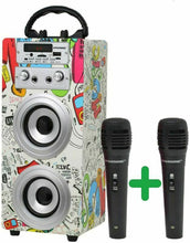 Carica l'immagine nel visualizzatore di Gallery, DYNASONIC - Cassa Bluetooth portatile con Karaoke modalità 2 TWS, 2 microfoni