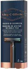 Carica l'immagine nel visualizzatore di Gallery, Rasoio di sicurezza King C. Gillette per barba uomo + 5 lamette a doppio taglio