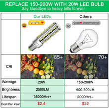 Carica l'immagine nel visualizzatore di Gallery, 2 x Lampadine domestiche LED con attacco E27 20W 2500 LM 6000 K, Luce fredda