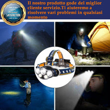 Carica l'immagine nel visualizzatore di Gallery, Torcia Frontale LED Ricaricabile 2600 mAh Impermeabile, Regolabile per sport
