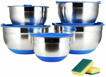 Carica l'immagine nel visualizzatore di Gallery, JUNING Ciotola in Acciaio Inox, Set di 5 Confezioni con coperchi B-Blue