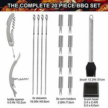 Carica l'immagine nel visualizzatore di Gallery, grilljoy 20pcs Set di Utensili da Barbecue, Accessori BBQ in Acciaio Silver