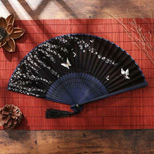 Carica l'immagine nel visualizzatore di Gallery, WINOMO Giapponese Portatile Bambù Seta Ventaglio (Farfalla con Sakura)