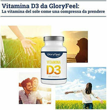 Carica l'immagine nel visualizzatore di Gallery, GloryFeel Integratore Vitamina D 1000 IU 25mcg | 400 Compresse ad Alto Dosagg...