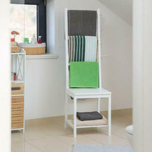 Carica l'immagine nel visualizzatore di Gallery, Relaxdays 10020925 Sedia con Portasciugamani da Bagno, Bambù, Bianca, HxLxP:...