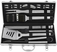 Carica l'immagine nel visualizzatore di Gallery, grilljoy 20pcs Set di Utensili da Barbecue, Accessori BBQ in Acciaio Silver