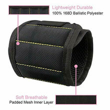 Carica l'immagine nel visualizzatore di Gallery, Braccialetto magnetico con 15 potenti magneti e tasche per contenere Nero