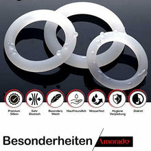 Carica l'immagine nel visualizzatore di Gallery, Amorado, set di 3 anelli per il pene (cock ring) in silicone, un M, Bianco