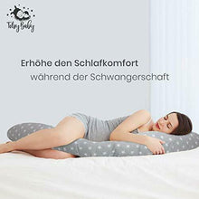 Carica l'immagine nel visualizzatore di Gallery, Cuscino Gravidanza per dormire Cuscini Allattamento Grigio con stelle bianche