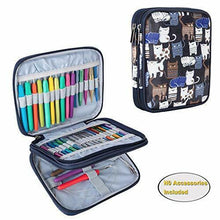 Carica l'immagine nel visualizzatore di Gallery, Teamoy Custodia Uncinetti, Borsa/Organizzatore per Ferri Circolari Cats Blue