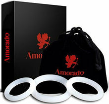 Carica l'immagine nel visualizzatore di Gallery, Amorado, set di 3 anelli per il pene (cock ring) in silicone, un M, Bianco