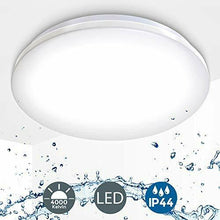 Carica l'immagine nel visualizzatore di Gallery, Plafoniera LED, lampada da soffitto o parete per bagno, luce bianca naturale...